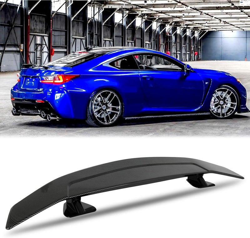JMTBNO 46Inch Universal Rear Spoiler, Carbon Fiber ABS Sport Style Racing Spoiler Truck Wing Lightweight,Rear Trunk Spoiler Wing Lid Tail Deck Spoiler Fit for Sedan Coupe Hatchback - Image 1
